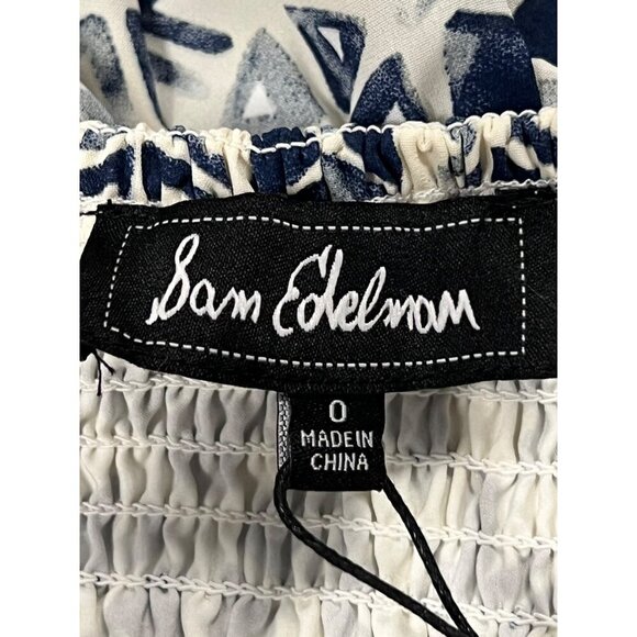 Sam Edelman Women Dress Size 0 Smock Tier Maxi Dress Navy White Abstract NWT New - Picture 7 of 9